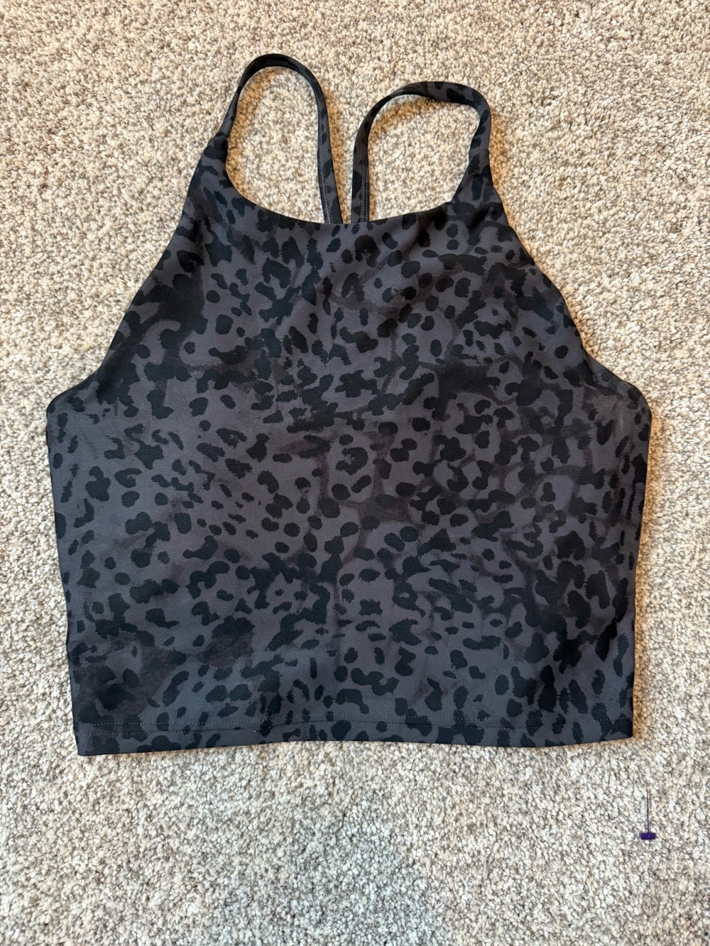 Old Navy Black Charcoal Animal Print High Neck Racerback Crop Top